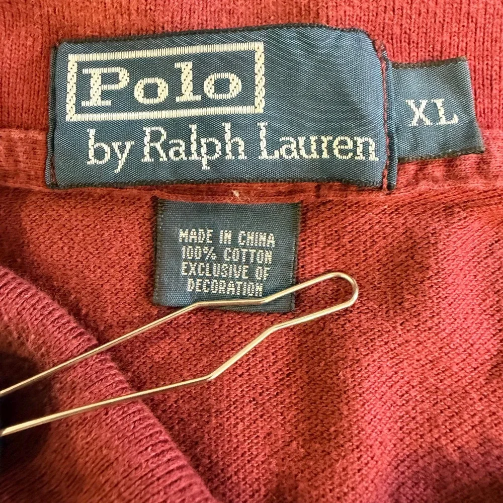 Vintage Polo Ralph Lauren Polo Shirt Men XL Maroon Long Sleeve Classic Pony Golf
